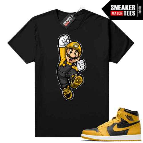 Jordan 1 Pollen Sneaker tees Match Black Mario