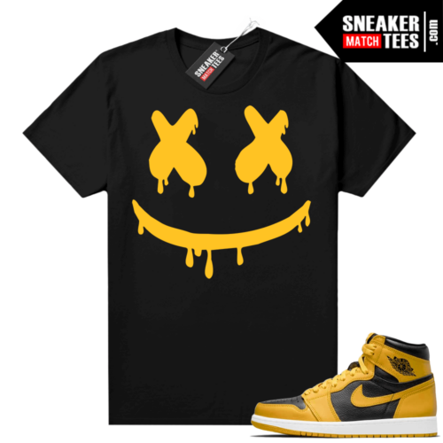 Jordan jack 1 Pollen Sneaker tees Match Black Smiley Drip