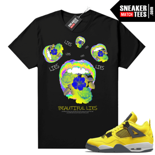 Lightning 4s Jordan Sneaker Tees Black Beautiful Lies