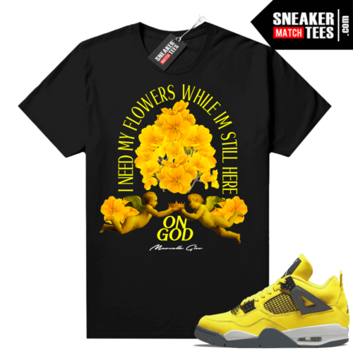 Lightning 4s Jordan Sneaker Tees Black Marcello Gior Flowers On God