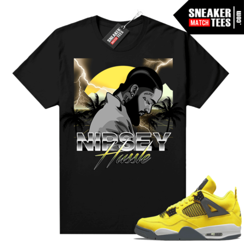 Lightning 4s jordan Derrick Sneaker Tees Black Nipsey Paradise