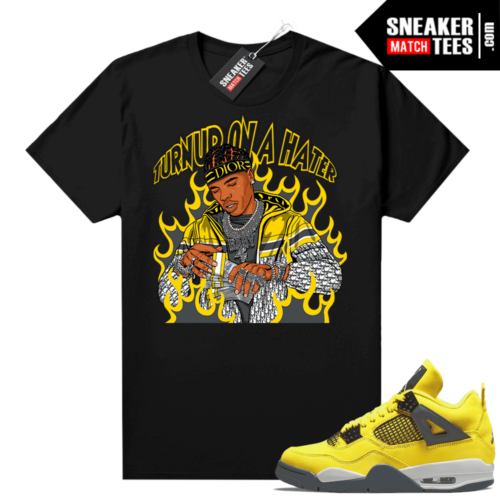 Lightning 4s Jordan Sneaker Tees Black Turn Up on A Hater