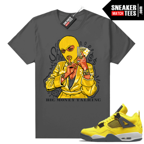 Lightning 4s Jordan Sneaker Tees Dark Grey Big Money Talking