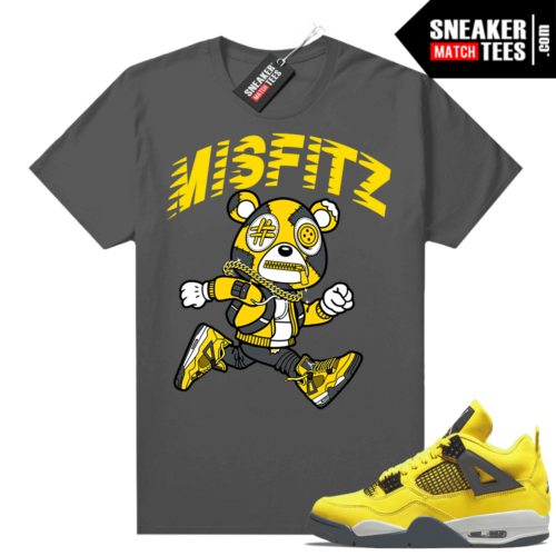 Lightning 4s Jordan Sneaker Tees Dark Grey MISFITZ Bear Boonk Gang