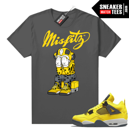 Lightning 4s Jordan Sneaker Tees Dark Grey MISFITZ Monkey x Lightning 4