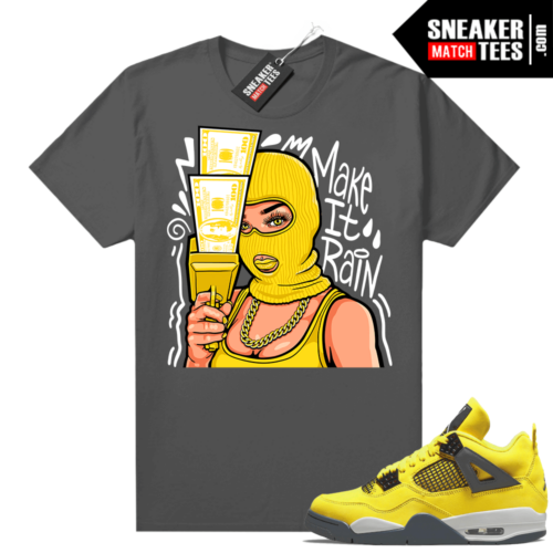 Lightning 4s Jordan Sneaker Tees Dark Grey Make it Rain