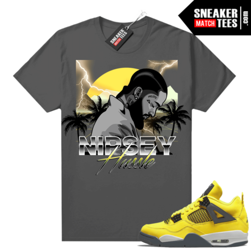 Lightning 4s Jordan Sneaker Tees Dark Grey Nipsey Paradise