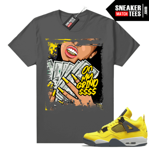 Lightning 4s Jordan Sneaker Tees Dark Grey On My Grind