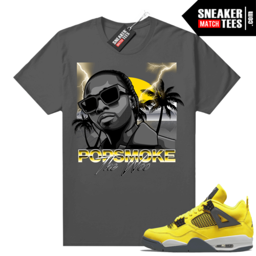 Lightning 4s Jordan Sneaker Tees Dark Grey Pop Smoke