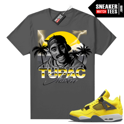 Lightning 4s Jordan Sneaker Tees Dark Grey Tupac