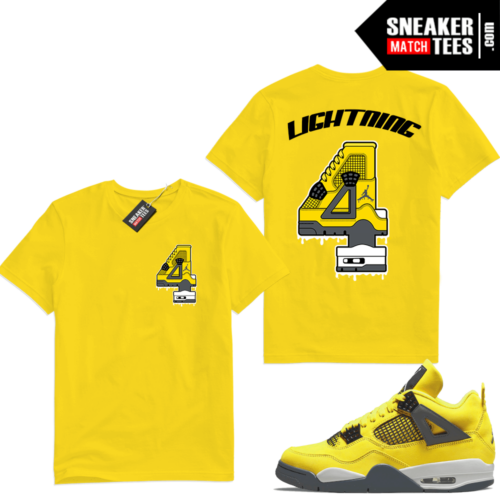 Lightning 4s Jordan Sneaker Tees Yellow Lightning 4