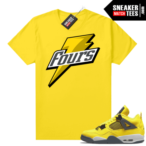 Lightning 4s Jordan Sneaker Tees Yellow Lightning 4 Logo