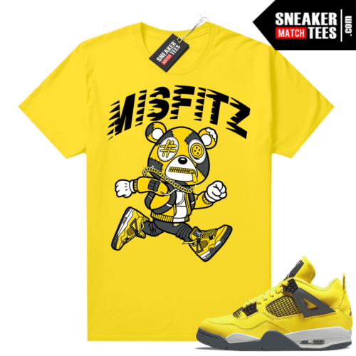 Lightning 4s Jordan Sneaker Tees Yellow MISFITZ Bear Boonk Gang