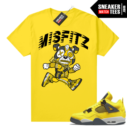 Lightning 4s Jordan Sneaker Tees Yellow MISFITZ Puppy Boonk Gang