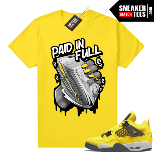 Lightning 4s Jordan Sneaker Tees Yellow Paid In Full