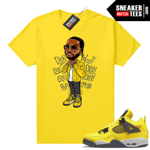 Lightning 4s Jordan Sneaker Tees Yellow Pop Smoke