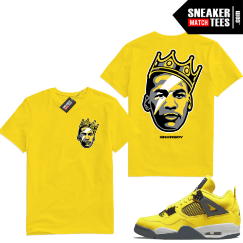 Lightning 4s Jordan Sneaker Tees Yellow SNKRBOY MJ CROWN