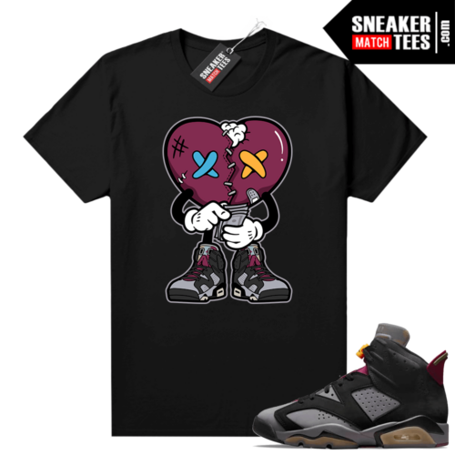 Bordeaux 6s Jordan Sneaker Tees Shirts Black Broken Heart