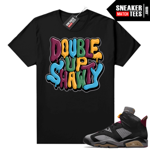 Bordeaux 6s Jordan Sneaker Tees Shirts Black Bubble Drip Double Up