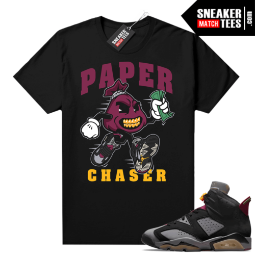 Bordeaux 6s matching shirt Jordan 6 retro Black tee Paper Chaser