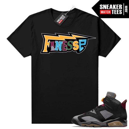 Jordan Bordeaux shirt match Black tee Finesse Letters