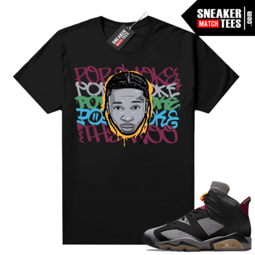 Jordan Bordeaux shirt match Black tee Pop Smoke Grafitti art