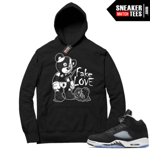 Oreo 5s Jordan Retro Hoodies Match Black Fake Love Bear