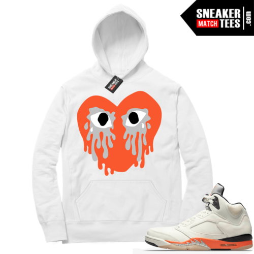 Shattered Backboard 5s Matching Hoodies White Crying Heart