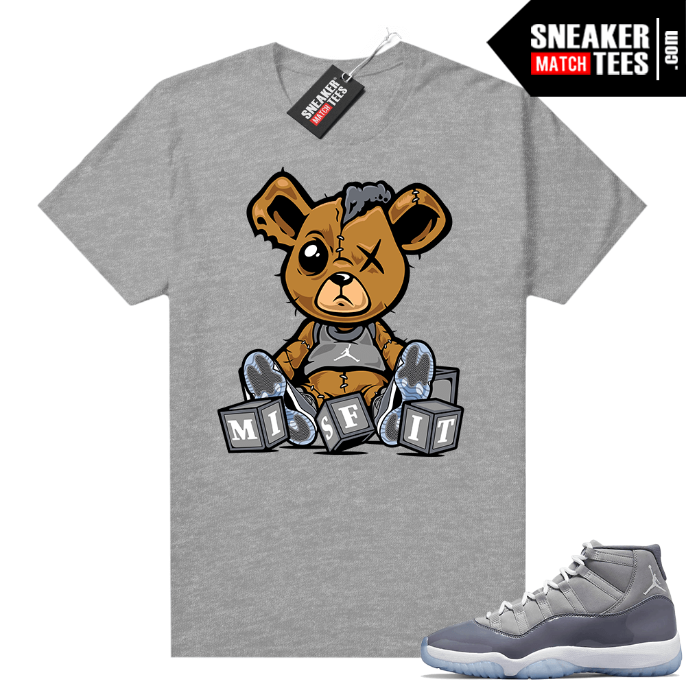 Cool Grey 11 Jordan Sneaker Match Tees Heather Grey Misfit Teddy