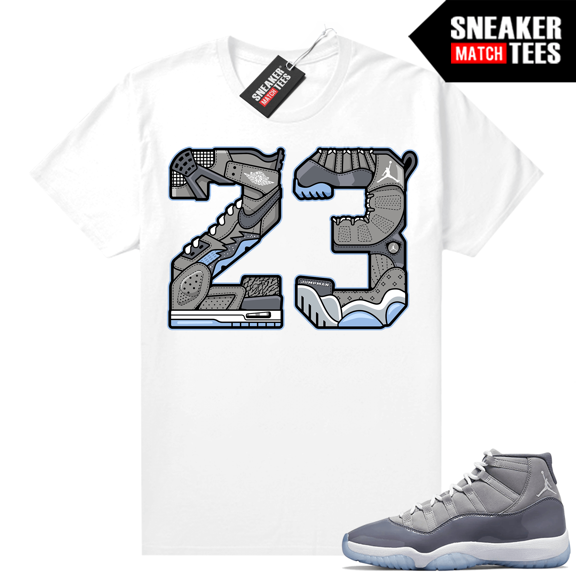 Cool Grey 11 Jordan Sneaker Match Tees White 23 Mashup