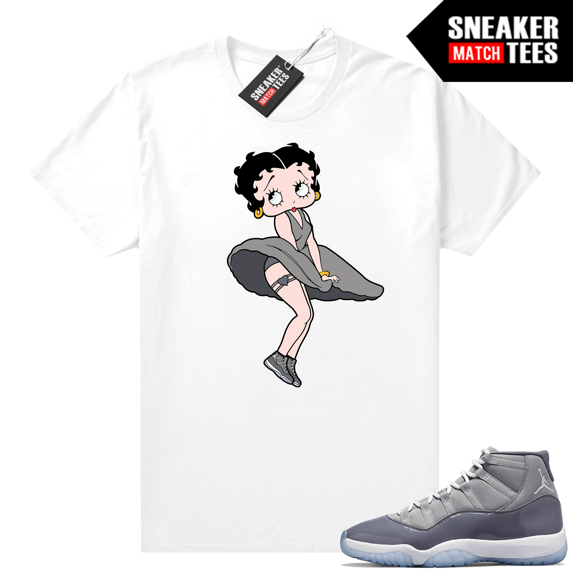 Cool Grey 11 Jordan Sneaker Match Tees White Betty Monroe