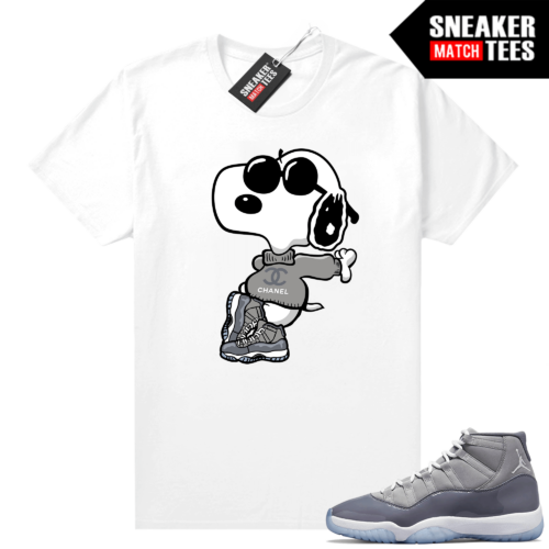 Cool Grey 11 Jordan Sneaker Match Tees White Fly Snoopy