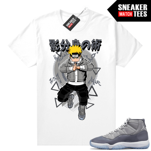 Cool Grey 11 Jordan Sneaker Match Tees White Naruto