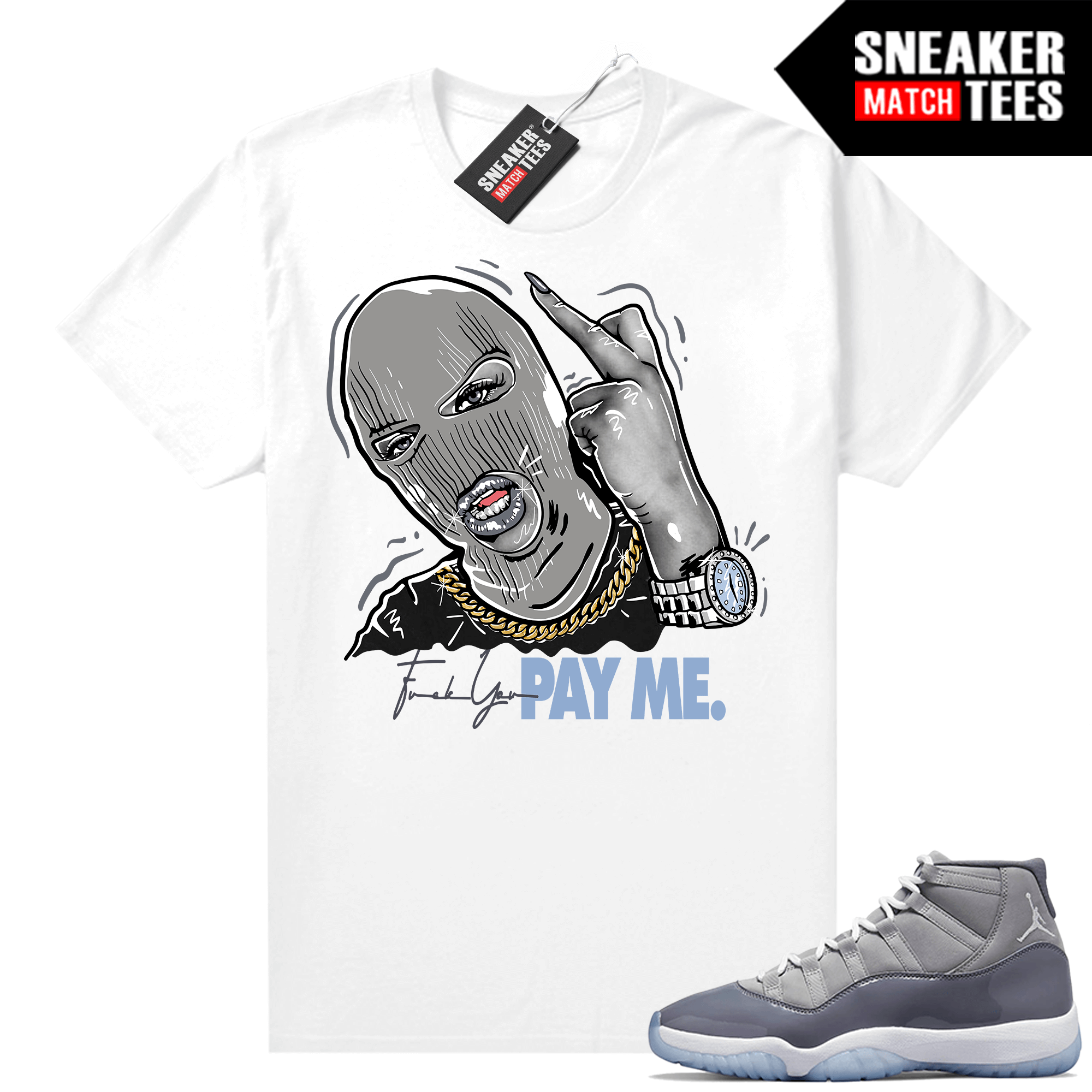 Cool Grey 11 Jordan Sneaker Match Tees White Pay Me