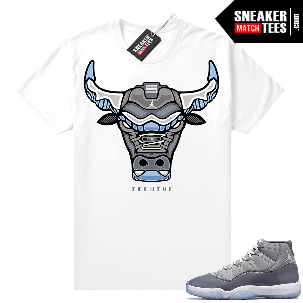 Cool Grey 11 Jordan Sneaker Match Tees White Rare Air Bull