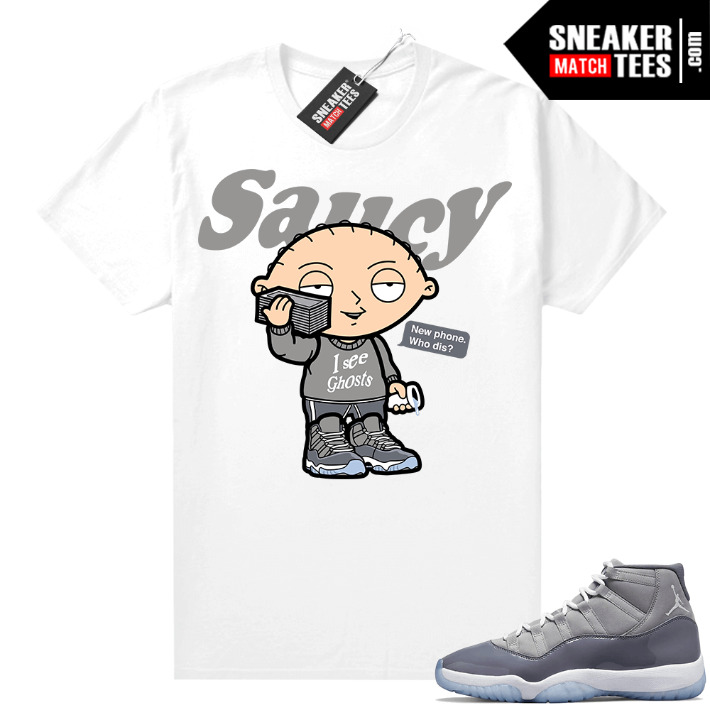 Cool Grey 11 Jordan Sneaker Match Tees White Saucy