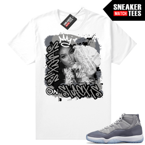 Cool Grey 11 Jordan Sneaker Match Tees White Stacks on Stacks