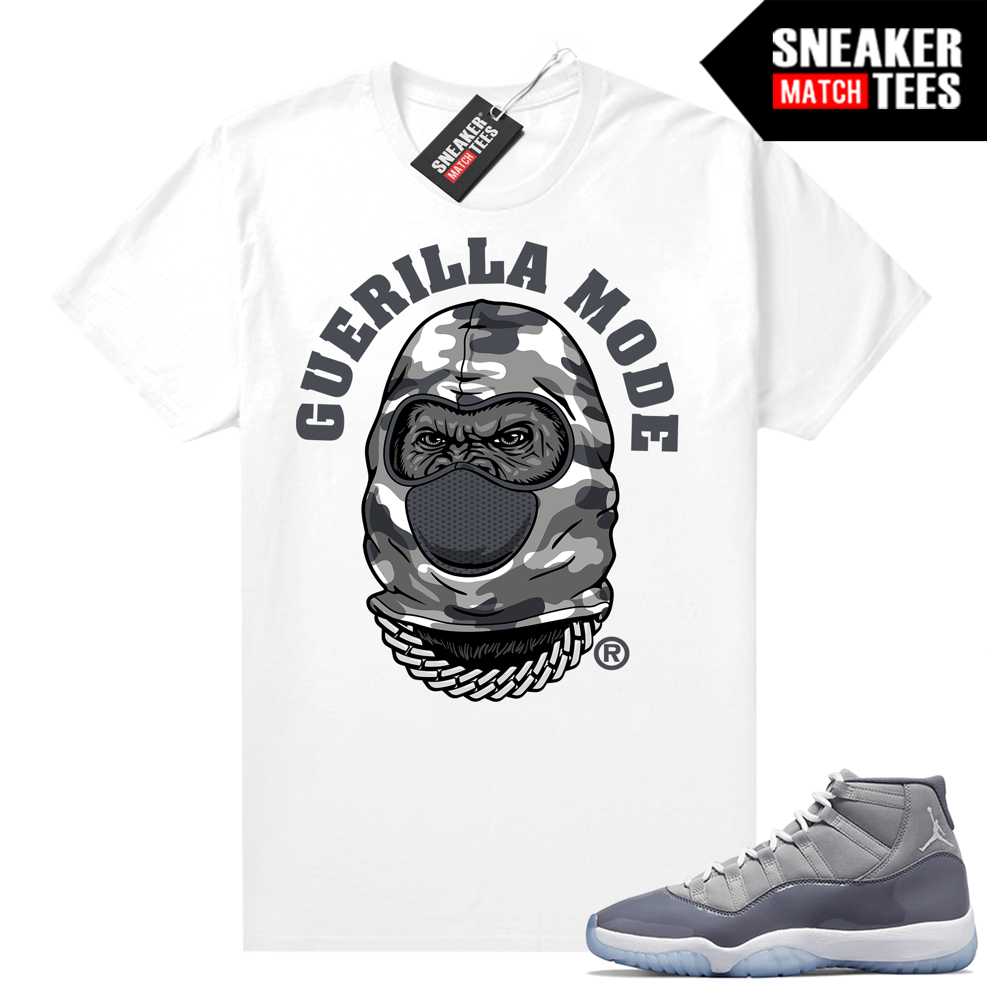 Jordan 11 Cool Grey T shirt Guerilla Mode