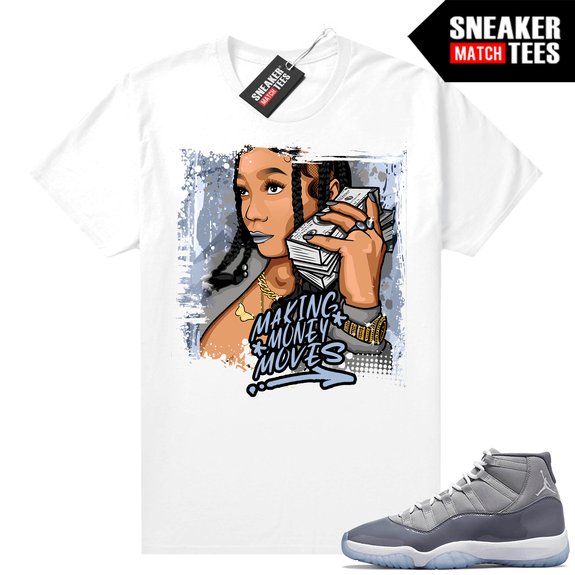 Jordan 11 Cool Grey T shirt Making Money Moves