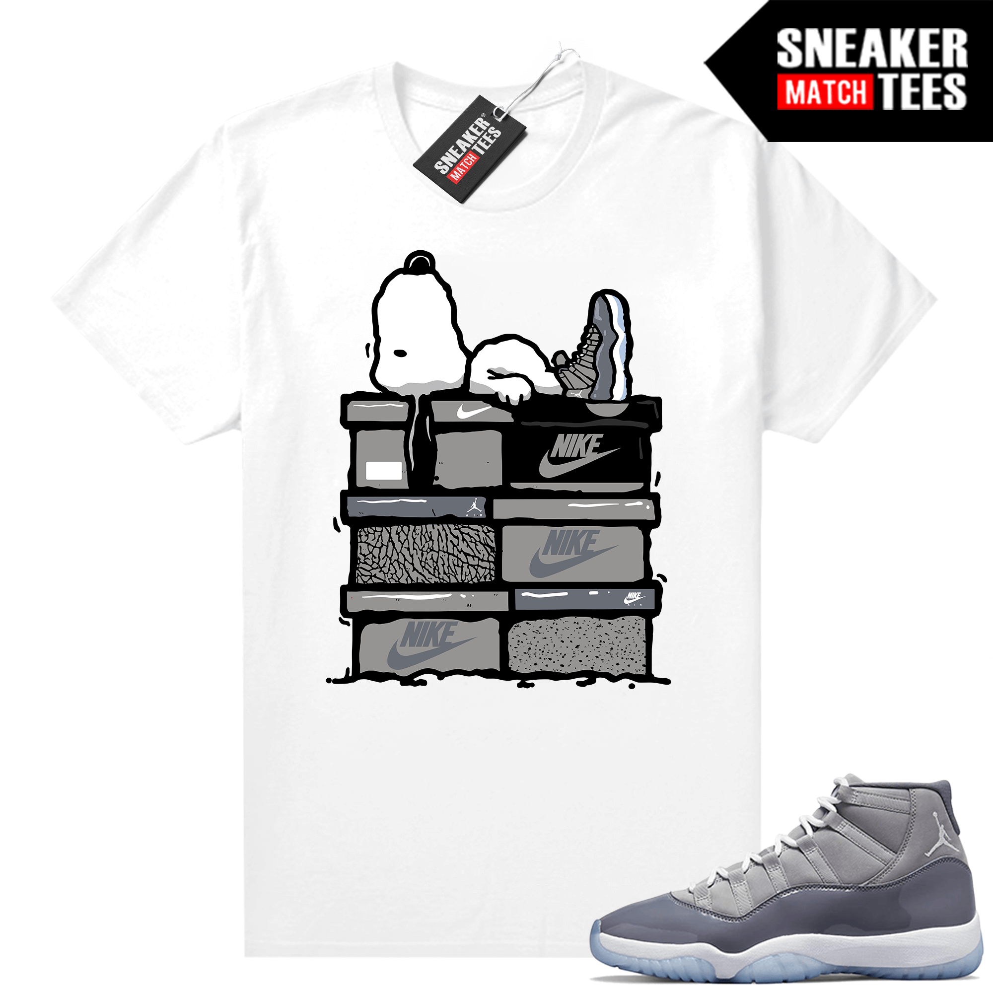 Jordan 11 Cool Grey T shirt Sneakerhead Snoopy