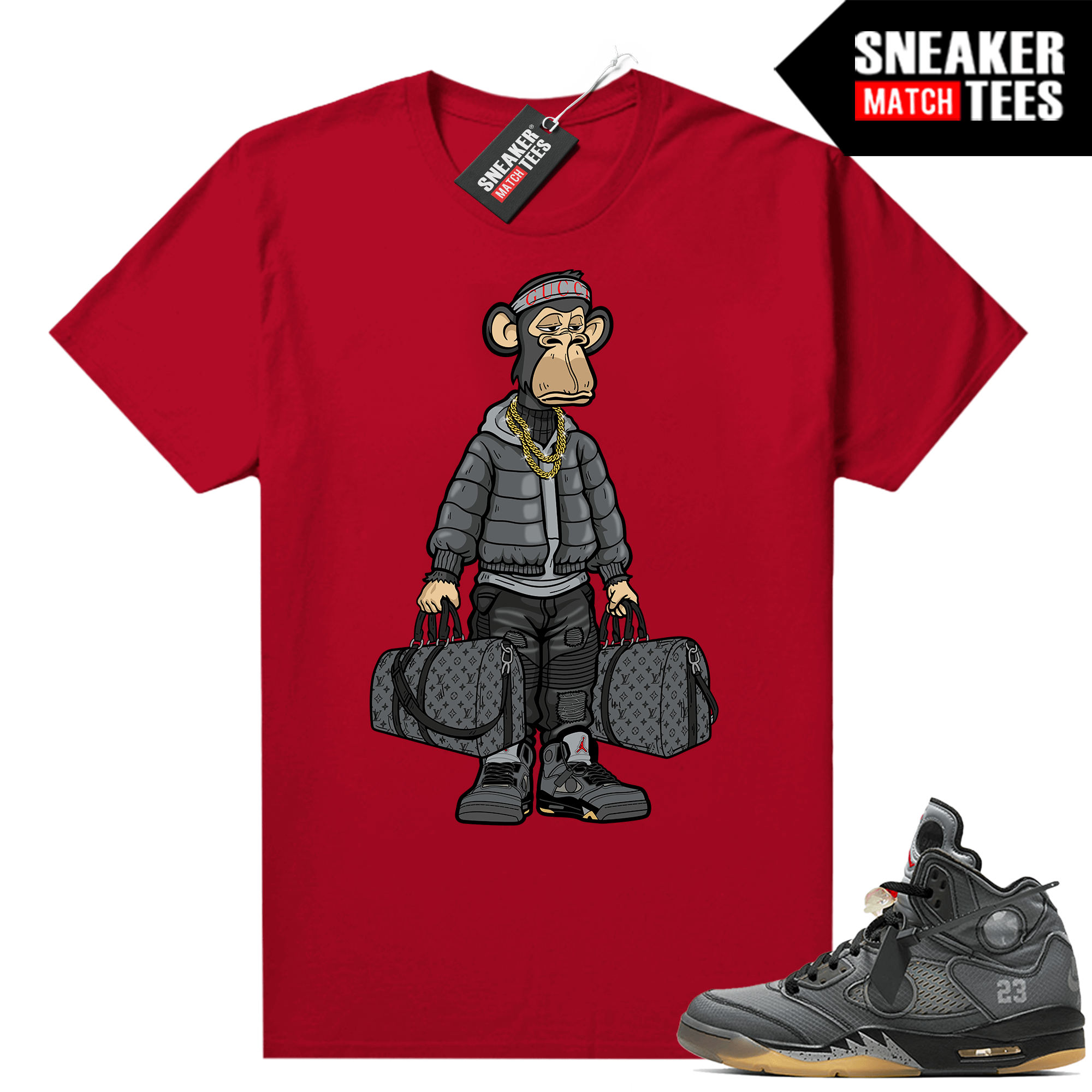 Bored Ape Yacht Club Sneakerhead Ape Off white 5 Black Red T shirt