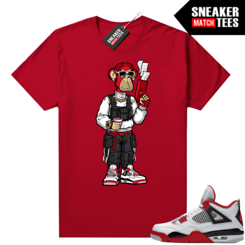 Bored Ape Yacht Club Sneakerhead Ape Fire red 4s Red T BRAND