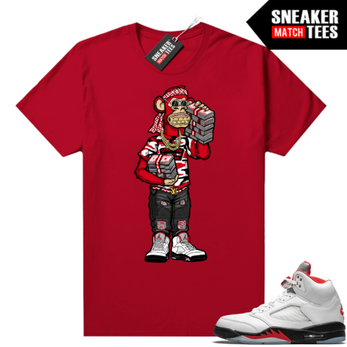 Bored Ape Yacht Club Sneakerhead Ape Fire red 5s Red T BRAND