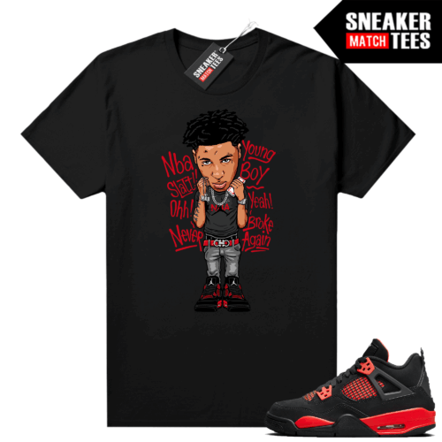 Red Thunder 4s Sneaker Match Tees Black Youngboy NBA