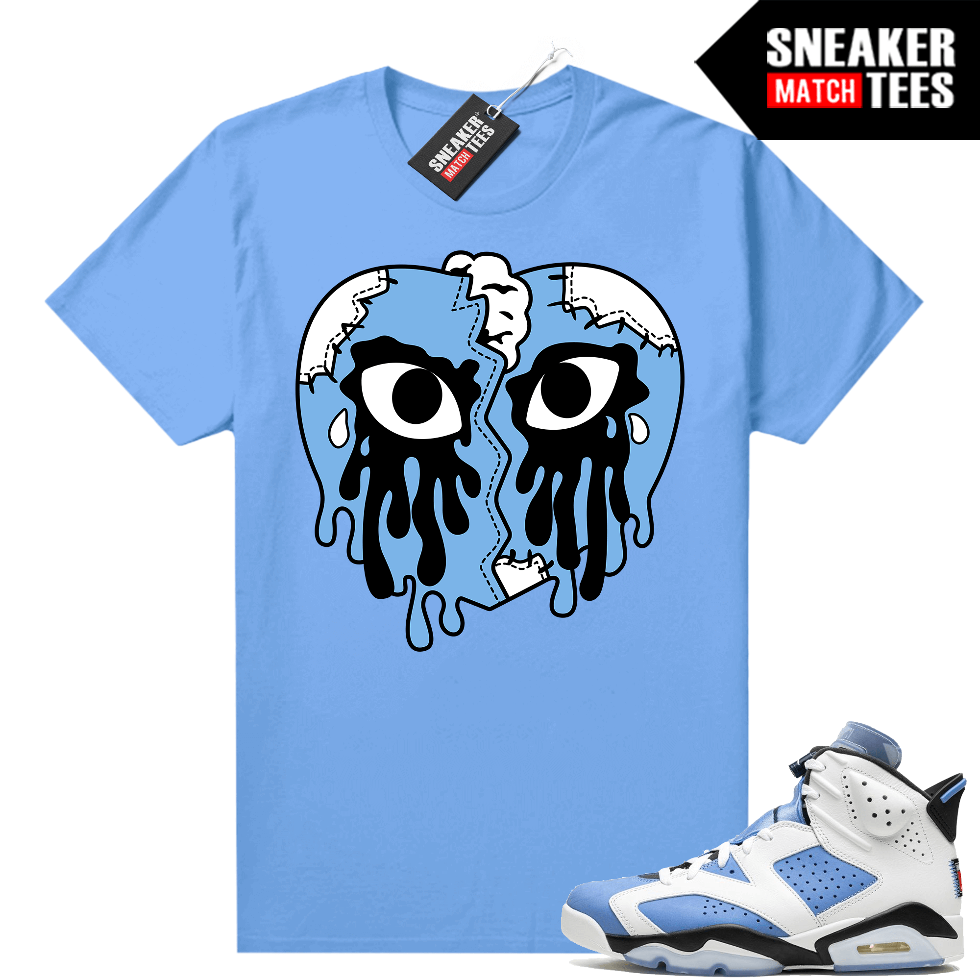 UNC 6s Drakes Jordan Urlfreeze Sneakers Sale Online Blue shirt Crying Heart