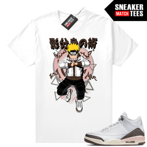 Dark Mocha 3s Sneaker Match Tees White Naruto