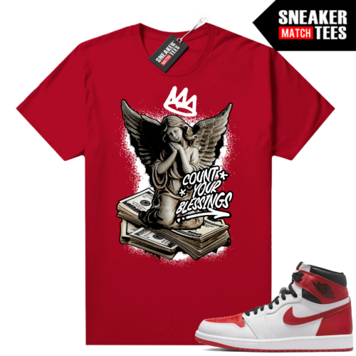 Heritage 1s Sneaker Match Tees Red Count your Blessings