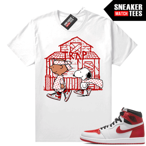 Heritage 1s Sneaker Match Tees White Snoopy Trap House