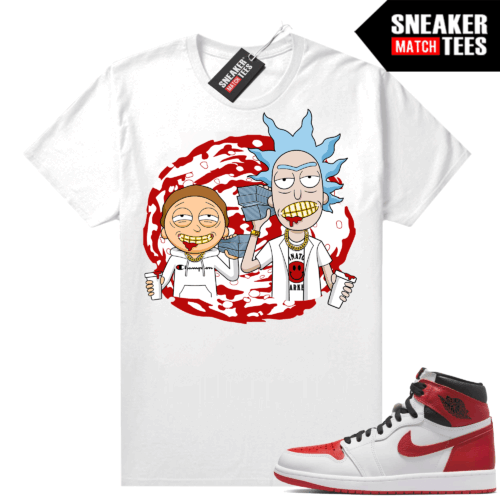 Heritage 1s Sneaker Match Tees White Trappin Rick & Morty