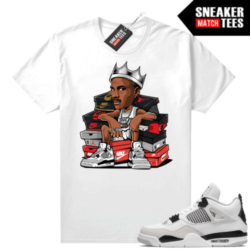 Military Black 4s Sneaker Match Tees White MJ Sneaker King